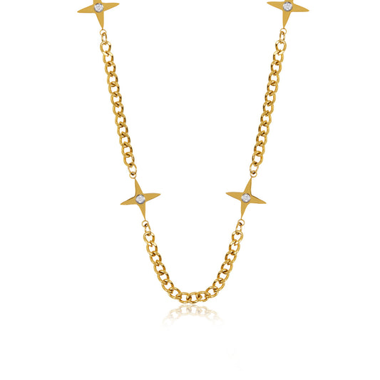 Four Point Necklace - Gold Tone