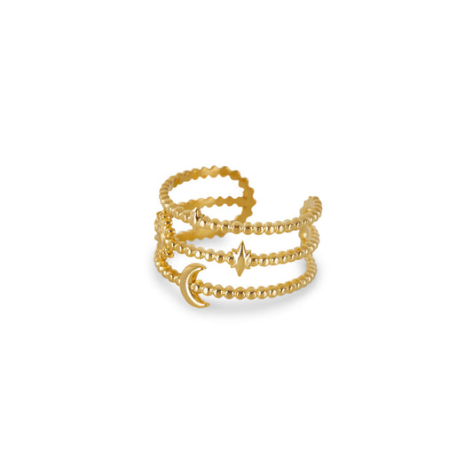 Luna Adjustable Ring - Gold Tone