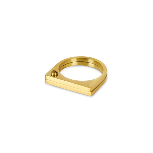 Flat Screwed Ring - Gold Tone