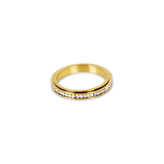 Rotatable Stone Ring - Gold Tone