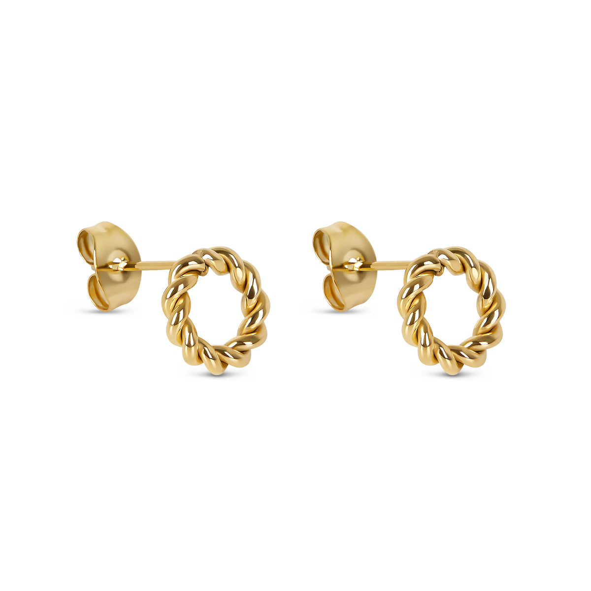 Dainty Rope Stud Earrings - Gold Tone
