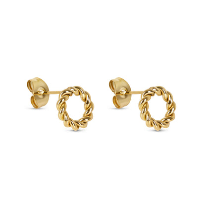 Dainty Rope Stud Earrings - Gold Tone