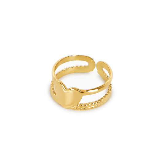 Amor Adjustable Layered Ring - Gold Tone