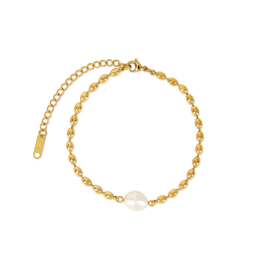 Persia Pearl Chain Bracelet  - Gold Tone