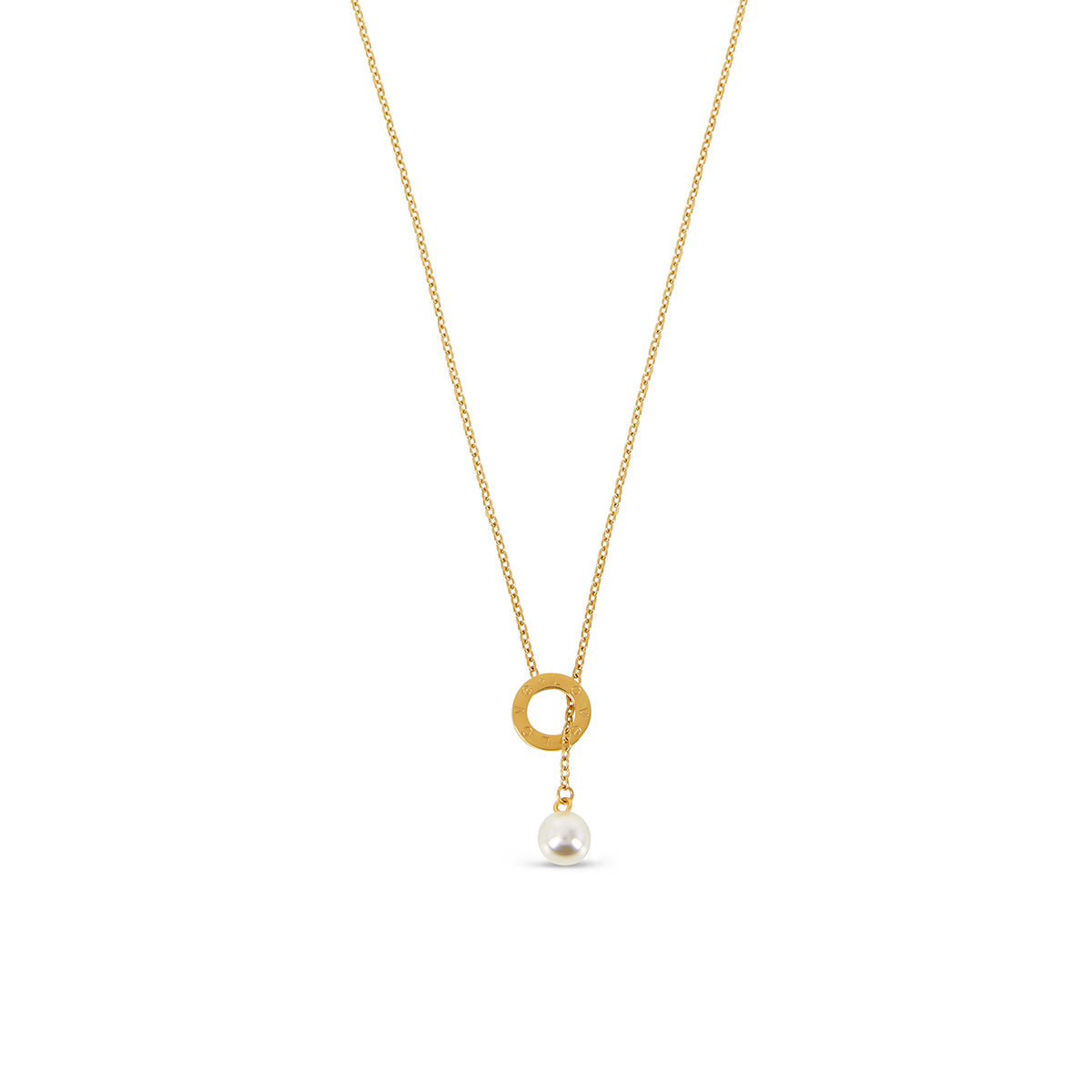 Pearl Thread Necklace - Gold Tone
