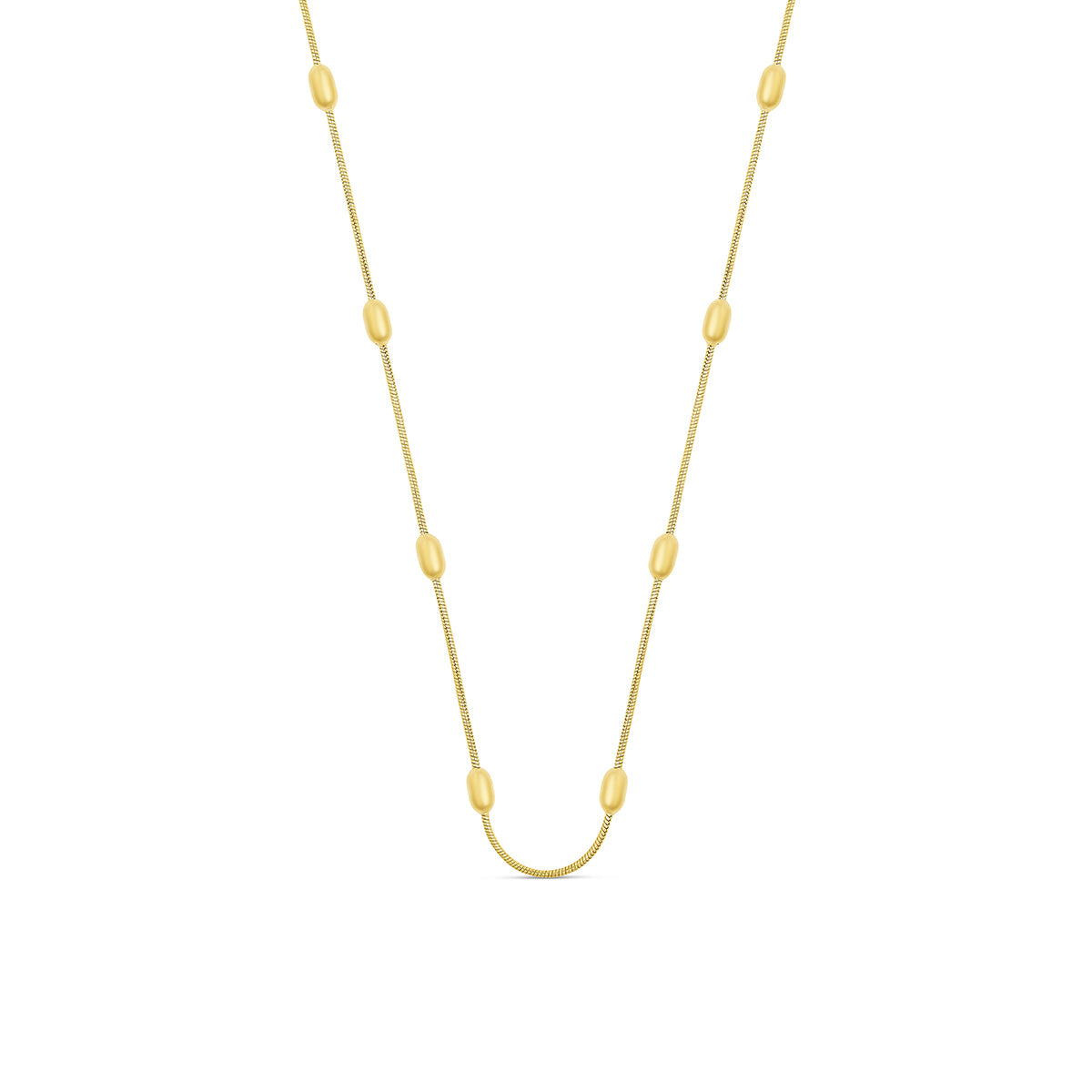 Ball Pendant Rounded Snake Chain - Gold Tone