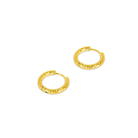 Textured Huggie Earrings - Gold Tone
