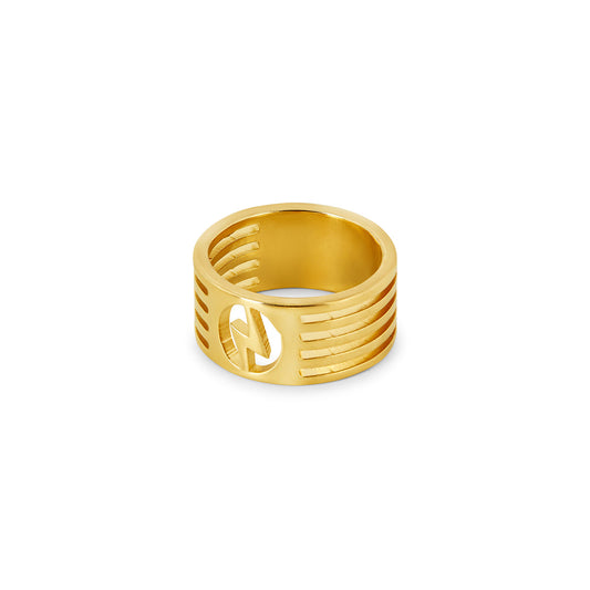 Bolt Cut-Out Ring - Gold Tone