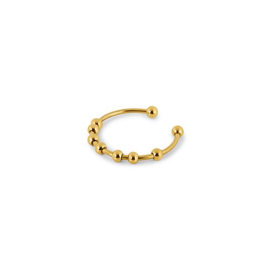 Beaded Adjustable Fidget Ring - Gold Tone