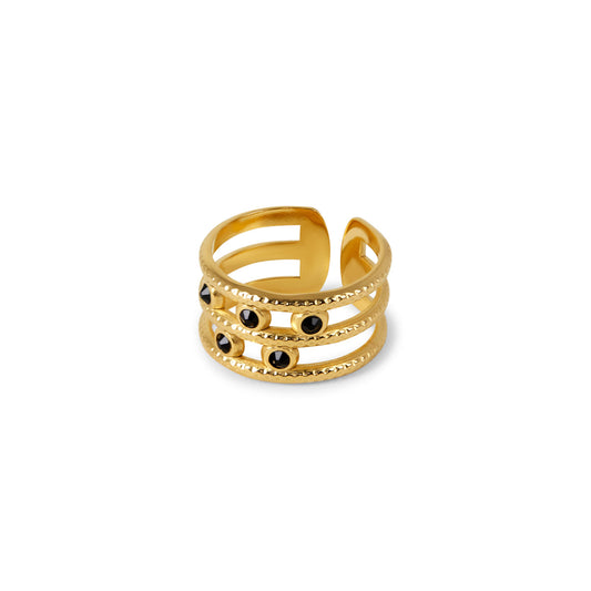 Melina Adjustable Multi-Layer Ring - Gold Tone