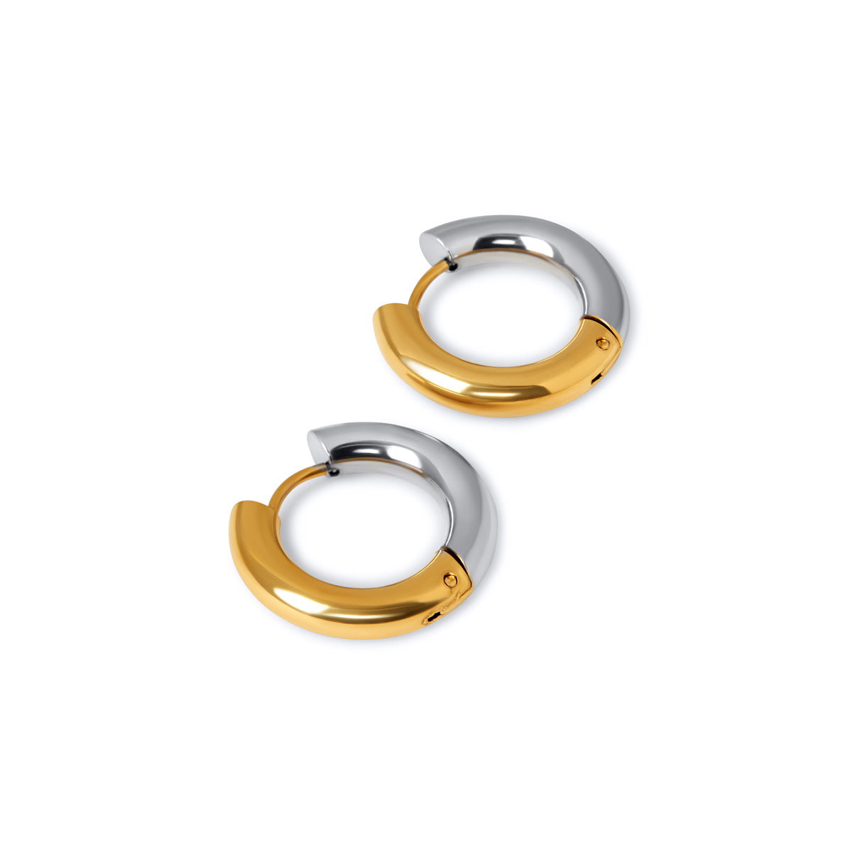 Contrast Hoop Earrings - Gold Tone/Silver