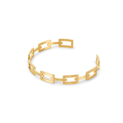 Geometric Bangle Bracelet - Gold Tone