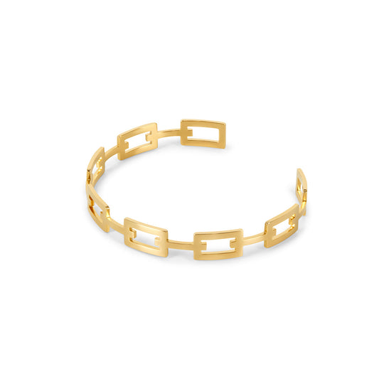 Geometric Bangle Bracelet - Gold Tone