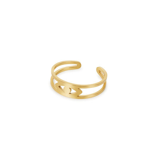 Evil Eye Adjustable Ring - Gold Tone