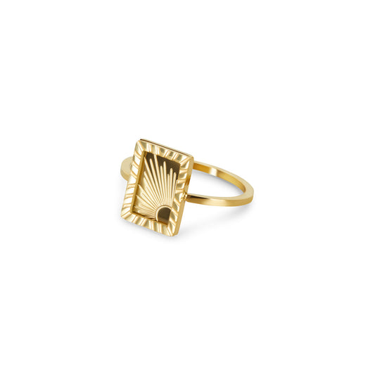 Sunrise Plate Ring - Gold Tone