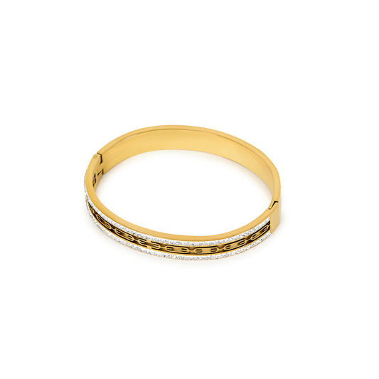 Ivy Stone Bangle Bracelet - Gold Tone