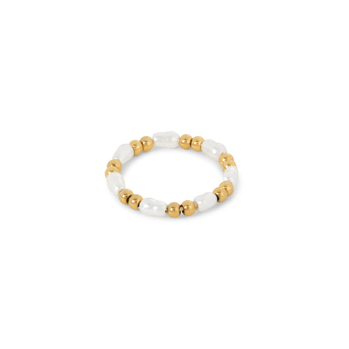 Pearl Fidget Ring - Gold Tone