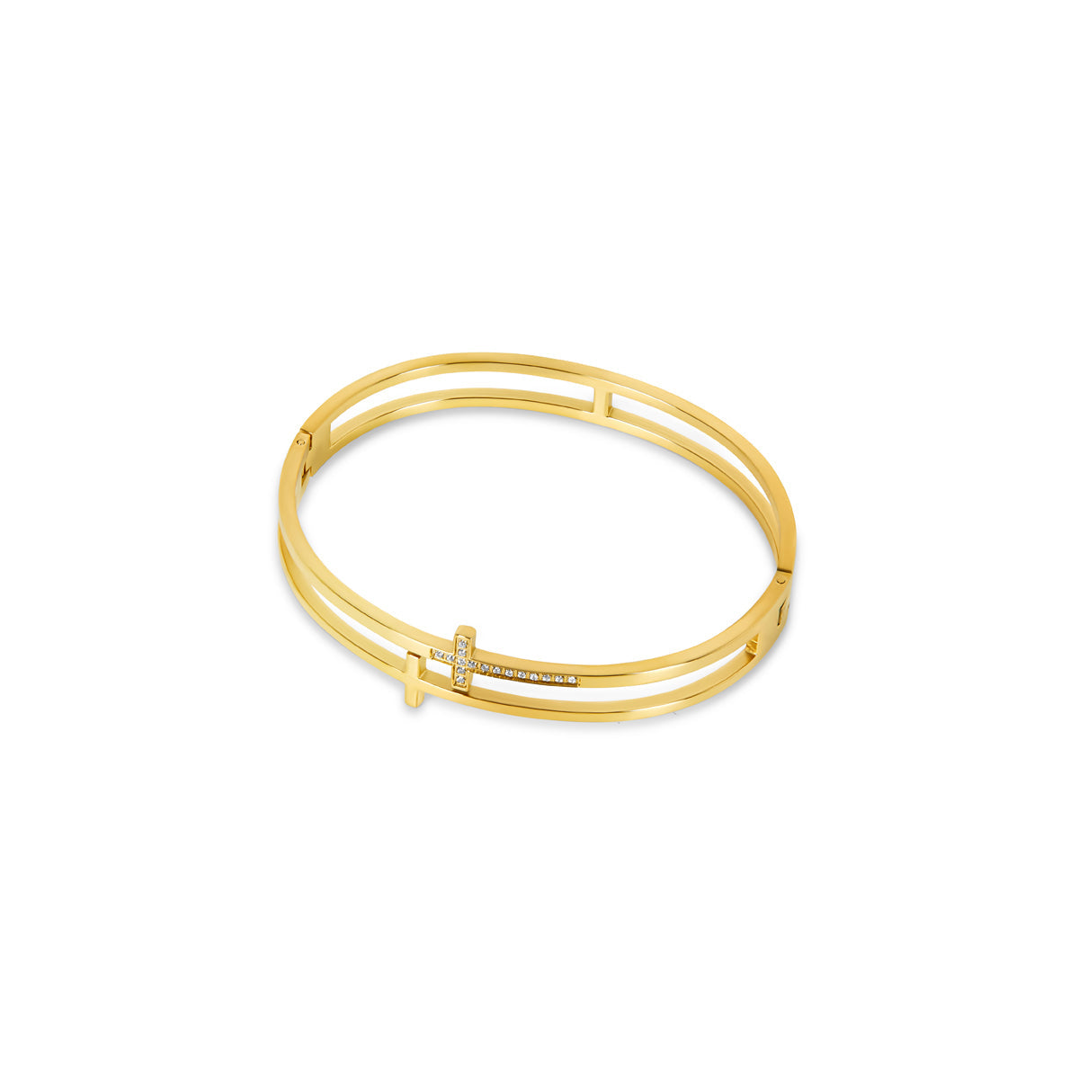 Zion Stone Bangle Bracelet - Gold Tone