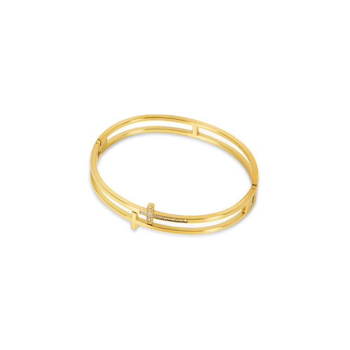 Zion Stone Bangle Bracelet - Gold Tone