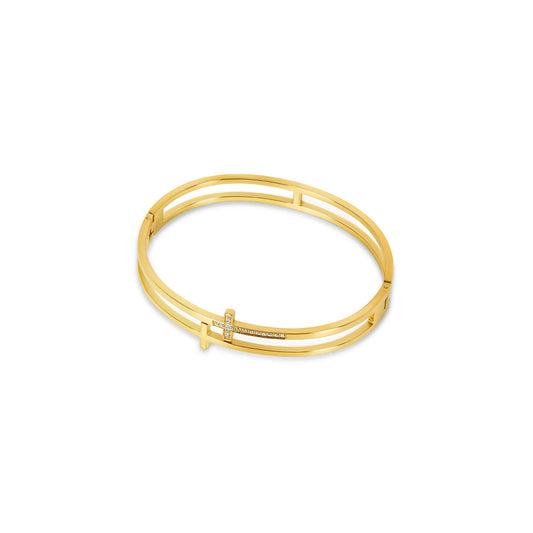 Zion Stone Bangle Bracelet - Gold Tone