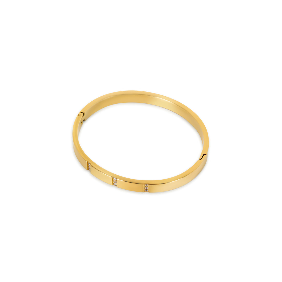 Linear Stone Bangle Bracelet - Gold Tone