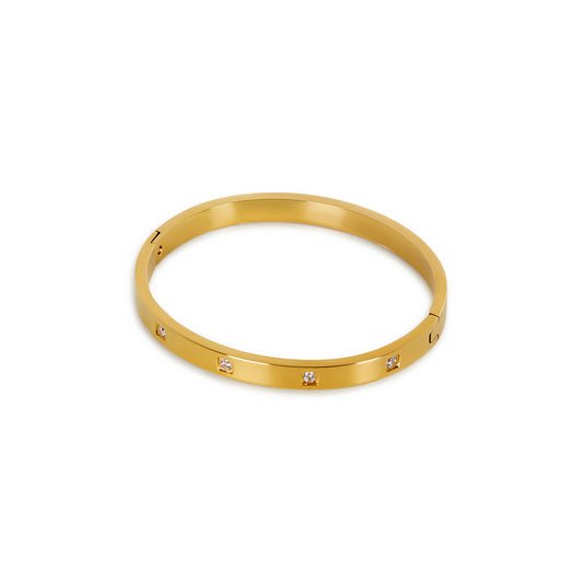Box Stone Bracelet - Gold Tone