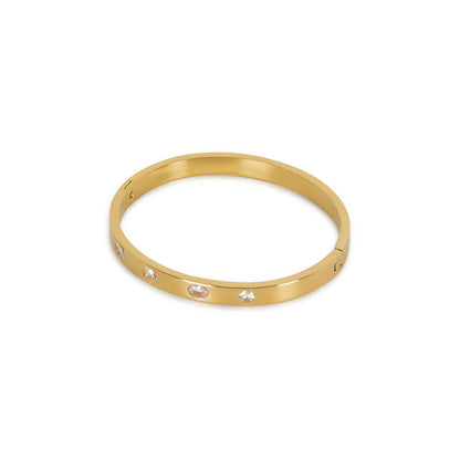 Multi Shape Stone Bracelet - Gold Tone
