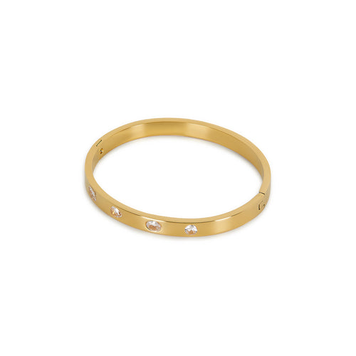 Multi Shape Stone Bracelet - Gold Tone