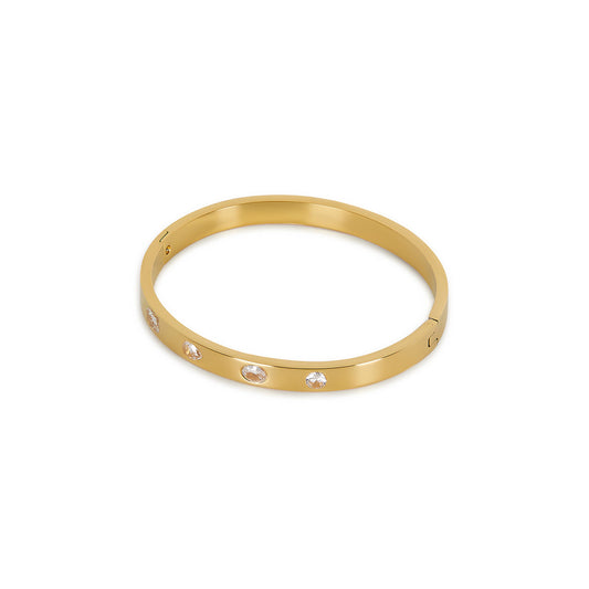 Multi Shape Stone Bracelet - Gold Tone