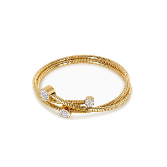 Stone Twister Bangle - Gold Tone