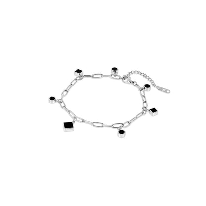 Onyx Clip Chain Anklet - Silver