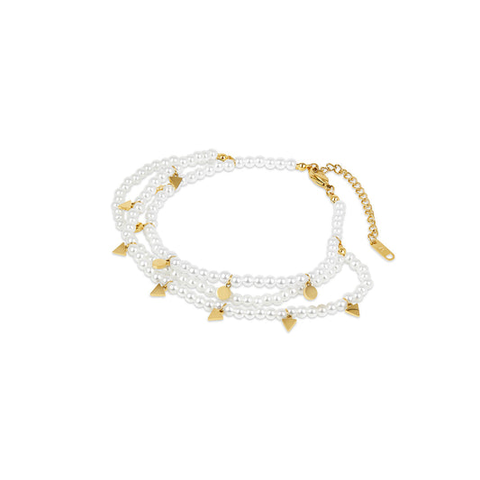 Layered Pearl Anklet - Gold Tone