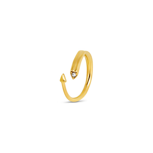 Arrow Heart Stone Ring - Gold Tone