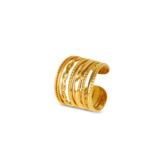 Hydra Stack Adjustable Ring - Gold Tone