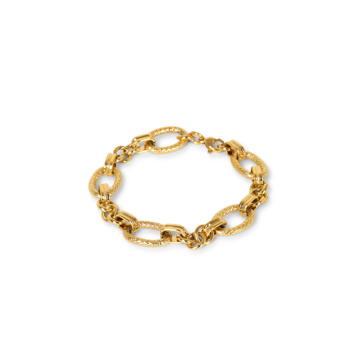 Sicily Link Chain Textured Bracelet - Gold Tone