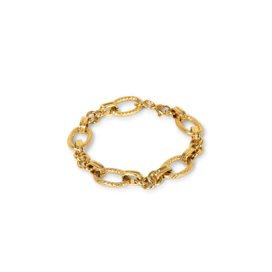 Sicily Link Chain Textured Bracelet - Gold Tone