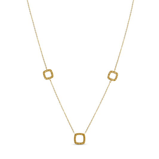 Square Regina Numeral Pendant Necklace - Gold Tone