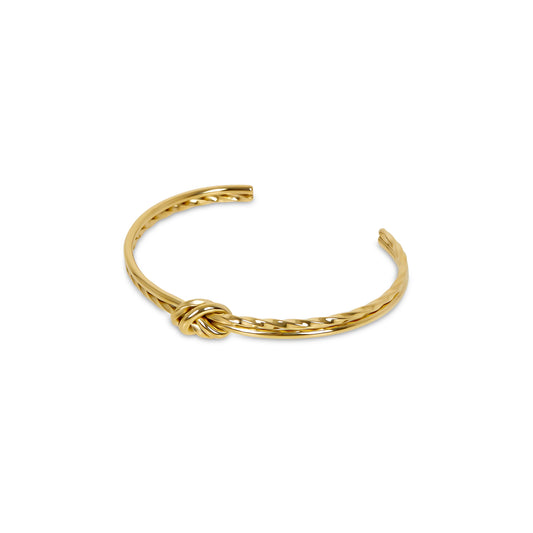 Twisted Knot Textured Bangle - Gold Tone