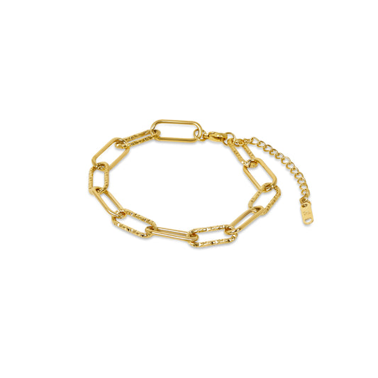 Rigid Link Chain Bracelet - Gold Tone