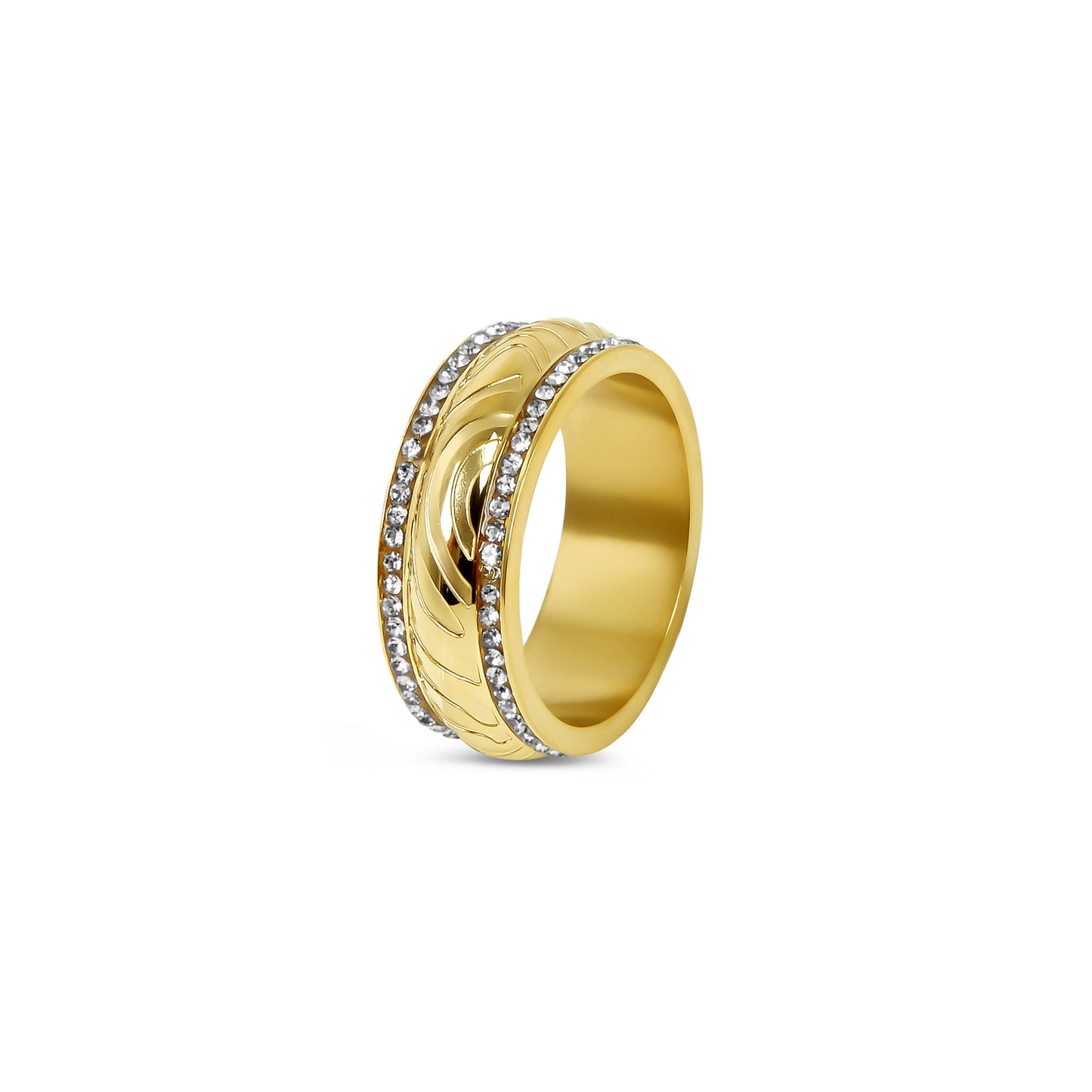 Paphos Luxe Stone Ring - Gold Tone