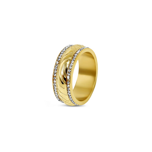 Paphos Luxe Stone Ring - Gold Tone