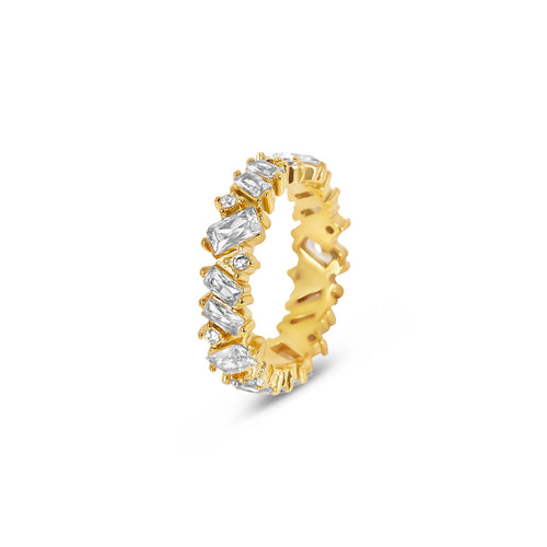 Stone CZ Baguette Cut Ring - Gold Tone