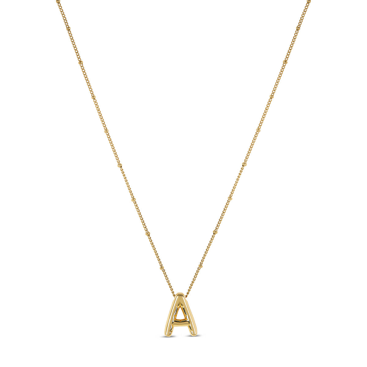 Bubble Initial Necklace - Gold Tone