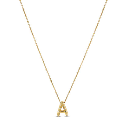 Bubble Initial Necklace - Gold Tone