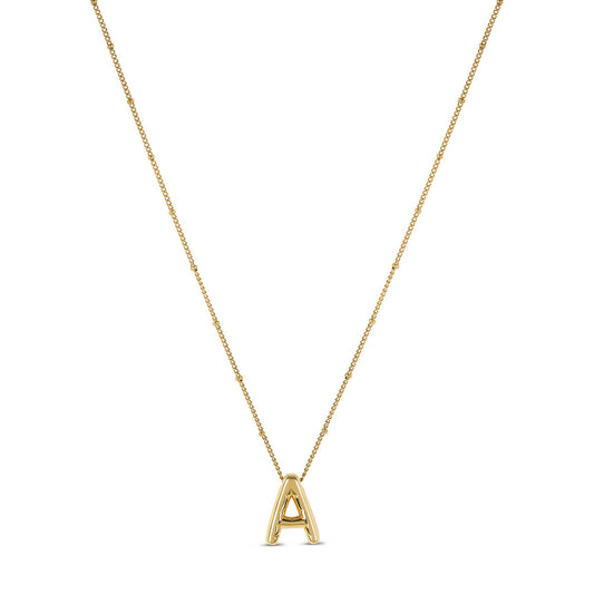Bubble Initial Necklace - Gold Tone