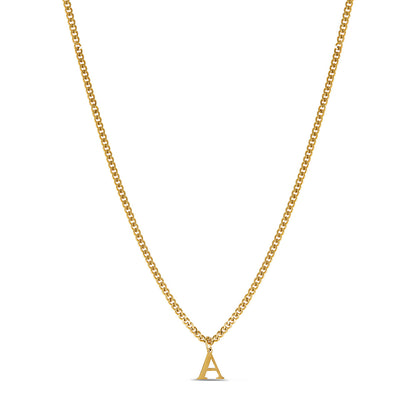 Curb Chain Initial Necklace - Gold Tone