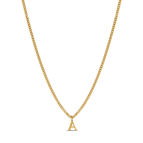 Curb Chain Initial Necklace - Gold Tone