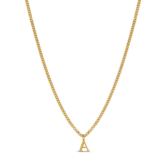 Curb Chain Initial Necklace - Gold Tone
