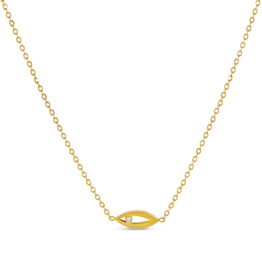 Stone Eye Pendant Necklace - Gold Tone