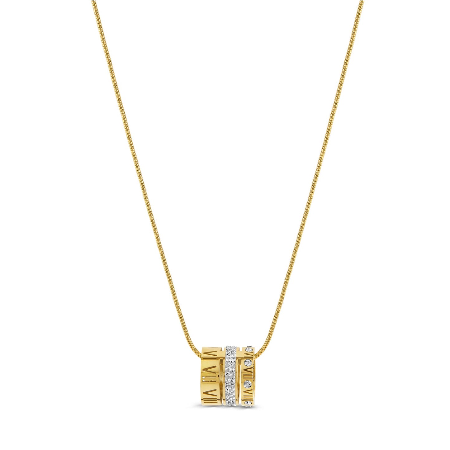 Triple Stack Ring Necklace - Gold Tone